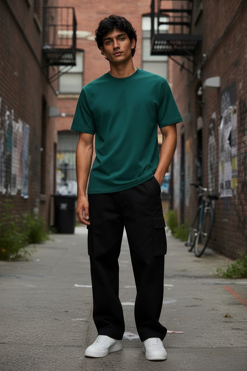 Petrol Green Plain T-Shirt